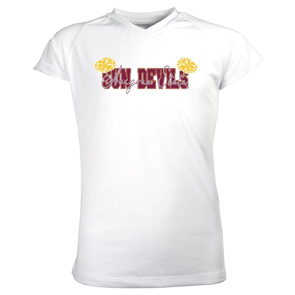 Girls Youth Garb White Arizona State Sun Devils Brittany V-Neck T-Shirt