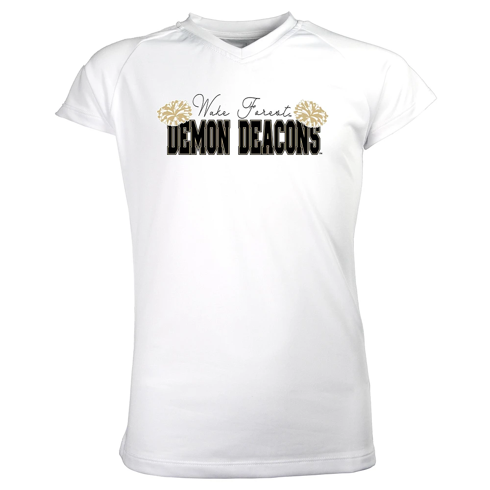 Girls Youth Garb White Wake Forest Demon Deacons Brittany V-Neck T-Shirt