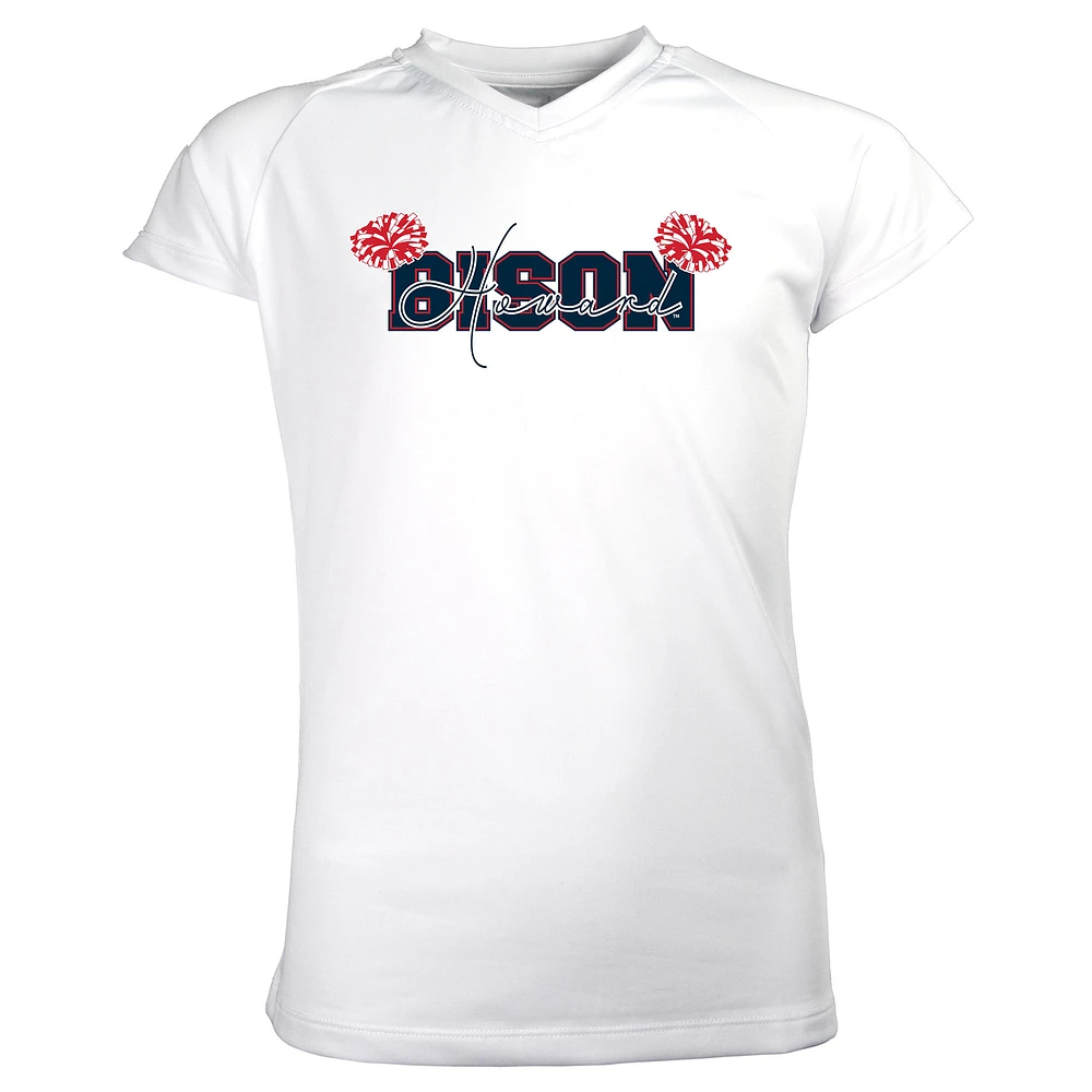 Girls Youth Garb White Howard Bison Brittany V-Neck T-Shirt