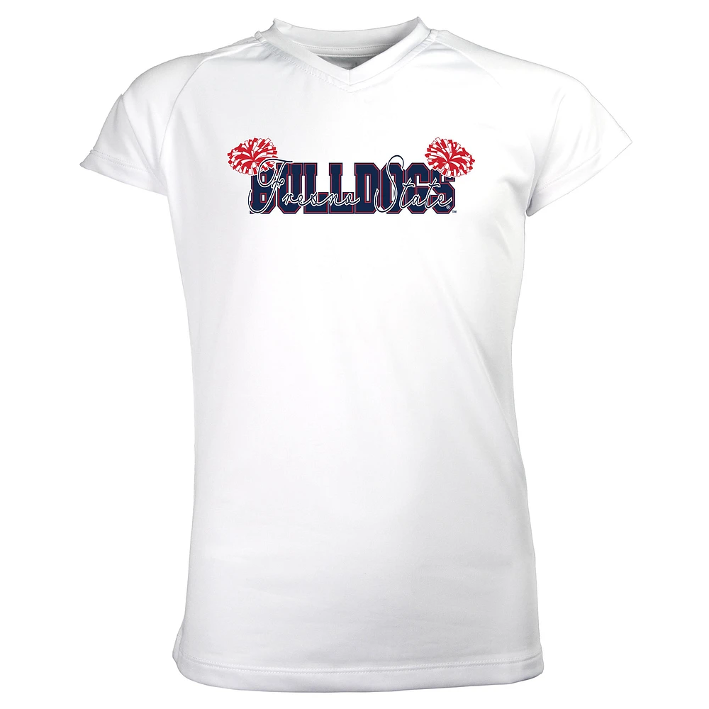 Girls Youth Garb White Fresno State Bulldogs Brittany V-Neck T-Shirt