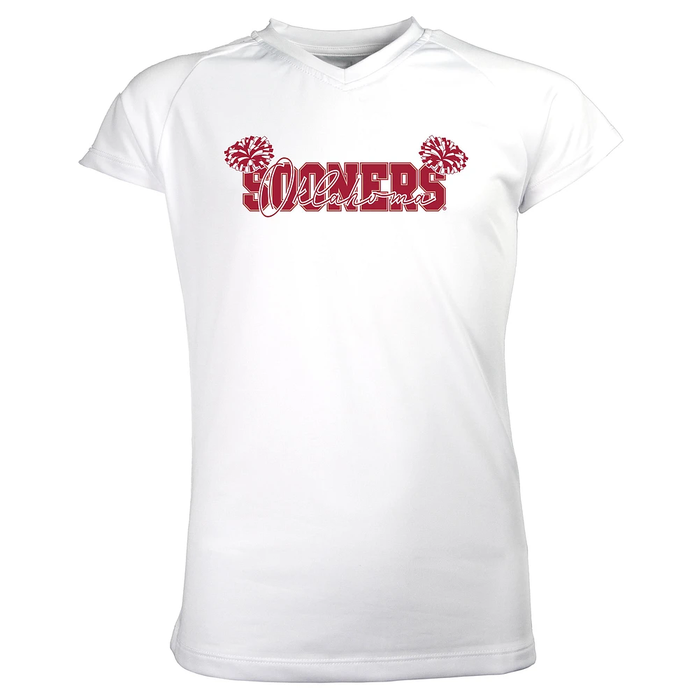 Girls Youth Garb White Oklahoma Sooners Brittany V-Neck T-Shirt