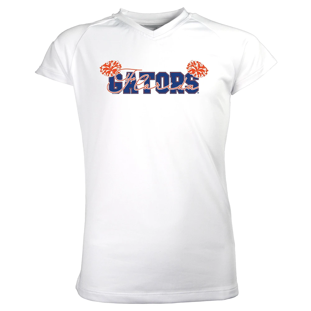 Girls Youth Garb White Florida Gators Brittany V-Neck T-Shirt