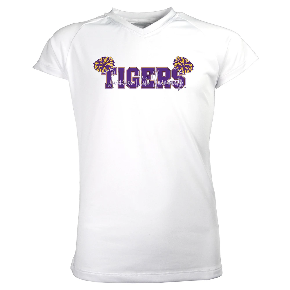 Girls Youth Garb White LSU Tigers Brittany V-Neck T-Shirt