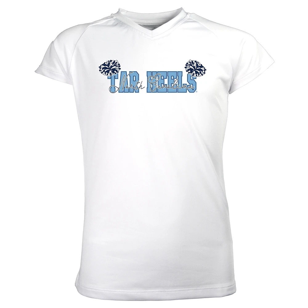 Girls Youth Garb White North Carolina Tar Heels Brittany V-Neck T-Shirt