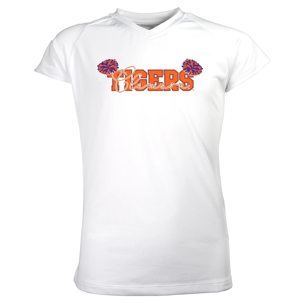Girls Youth Garb White Clemson Tigers Brittany V-Neck T-Shirt