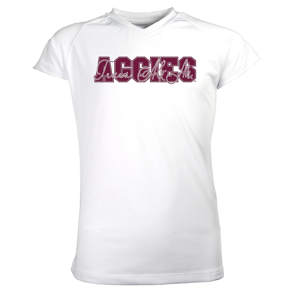 Girls Youth Garb White Texas A&M Aggies Brittany V-Neck T-Shirt