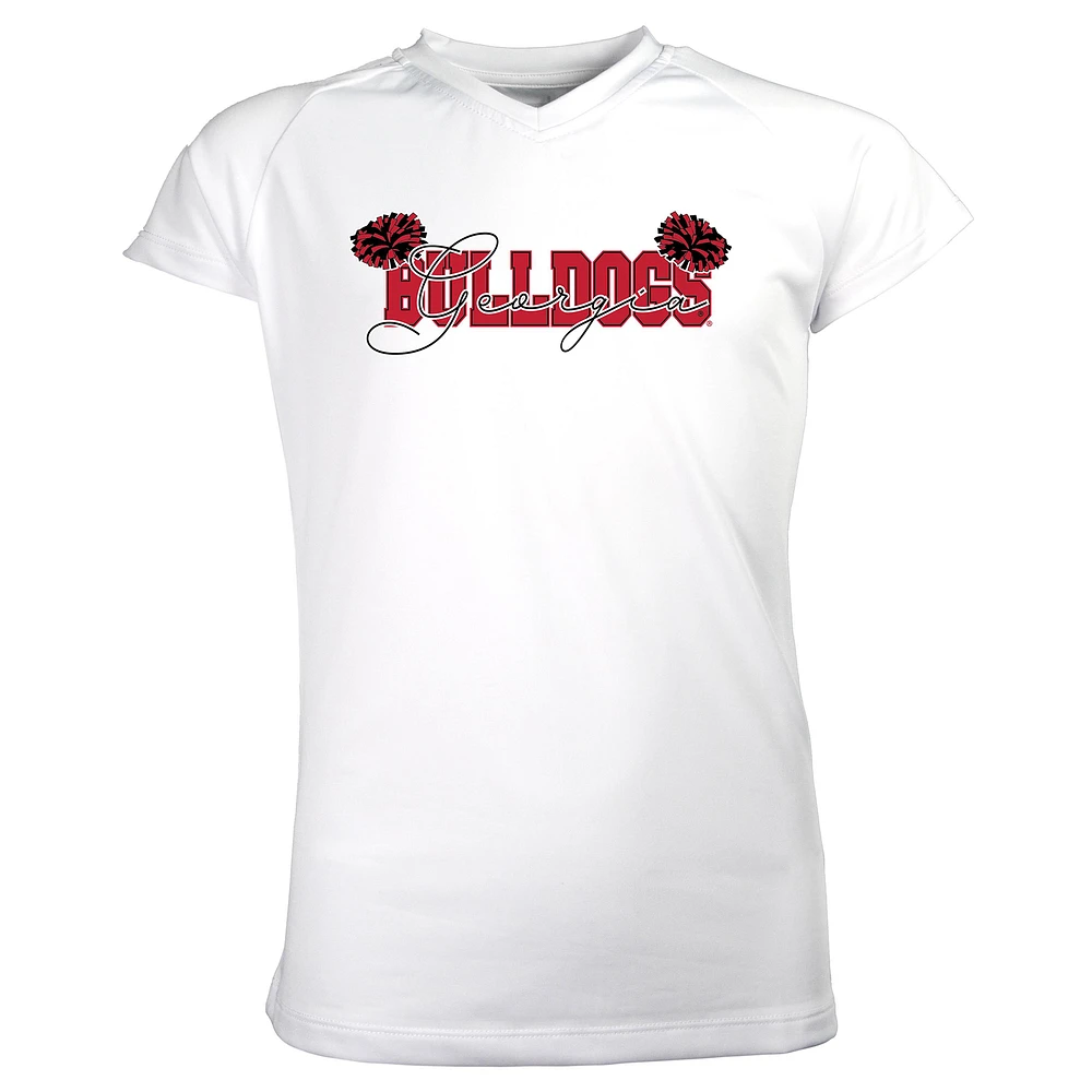 Girls Youth Garb White Georgia Bulldogs Brittany V-Neck T-Shirt