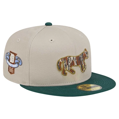 Men's New Era Natural/Hunter Green Detroit Tigers Lifestyle Tree Bark Fill 59FIFTY Fitted Hat