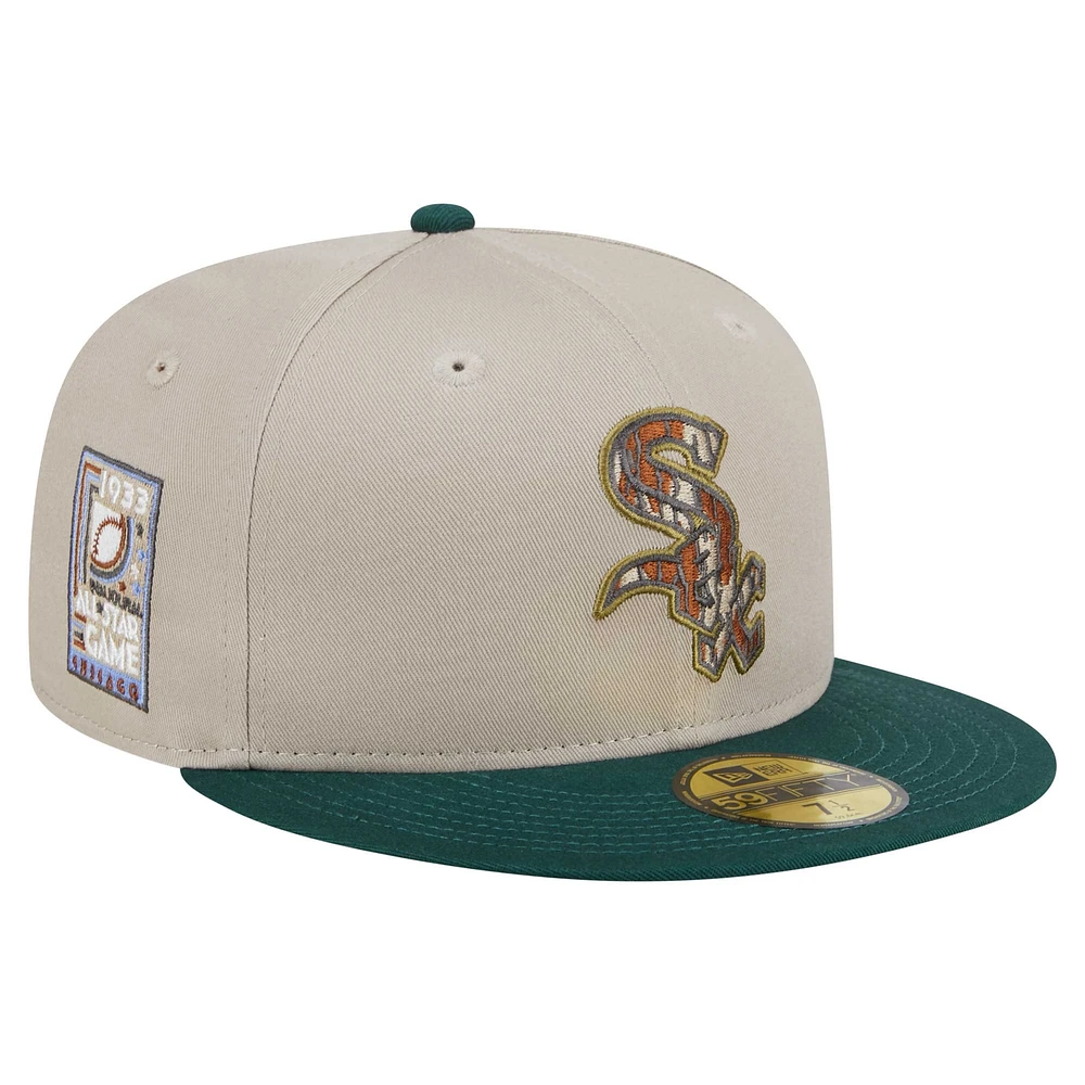 Men's New Era Natural/Hunter Green Chicago White Sox Lifestyle Tree Bark Fill 59FIFTY Fitted Hat
