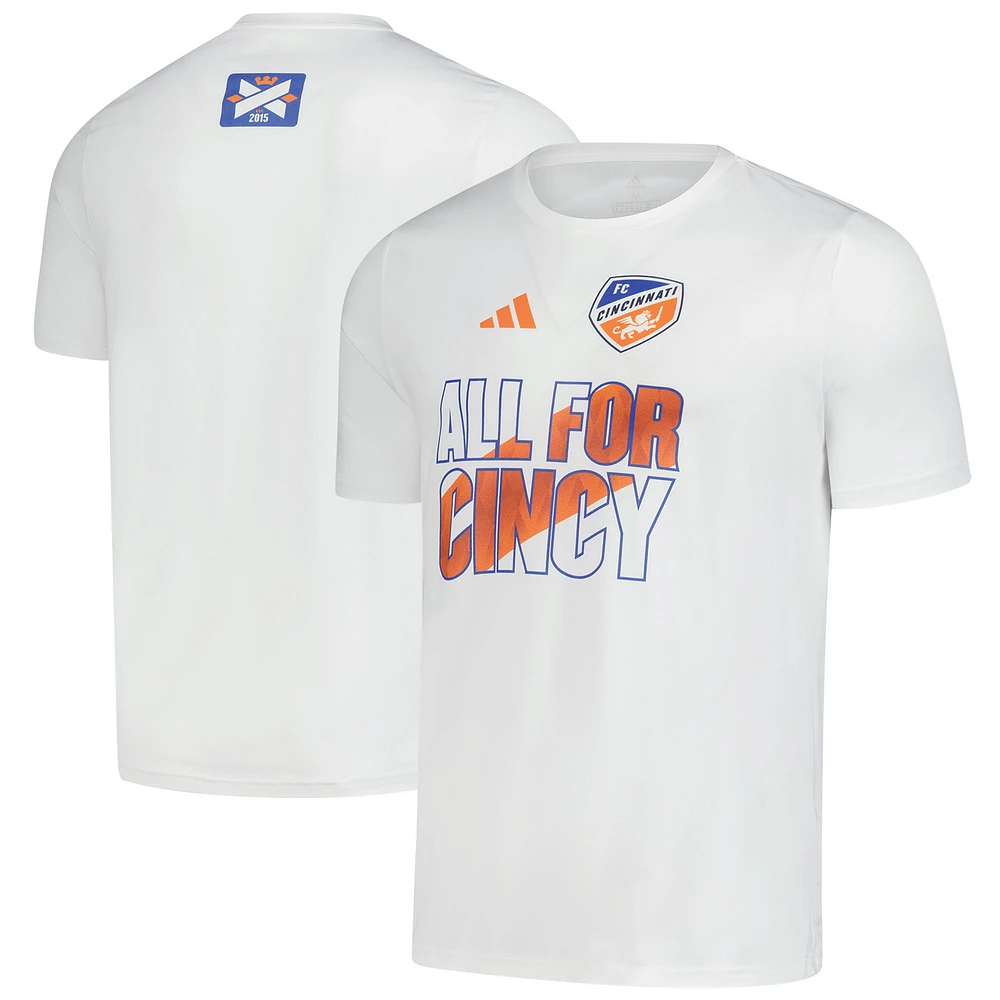 Men's adidas White FC Cincinnati 2025 Jersey Hook AEROREADY T-Shirt