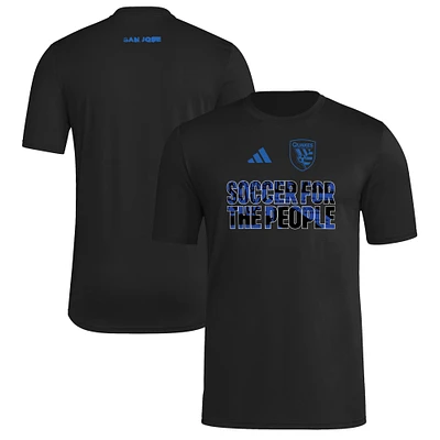Men's adidas Black San Jose Earthquakes 2025 Jersey Hook AEROREADY T-Shirt
