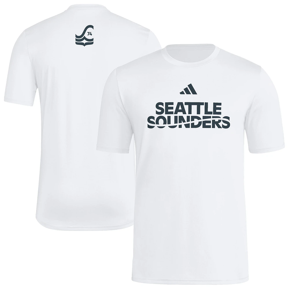 Men's adidas White Seattle Sounders FC 2025 Jersey Hook AEROREADY T-Shirt