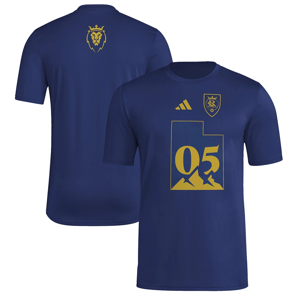 Men's adidas Navy Real Salt Lake 2025 Jersey Hook AEROREADY T-Shirt