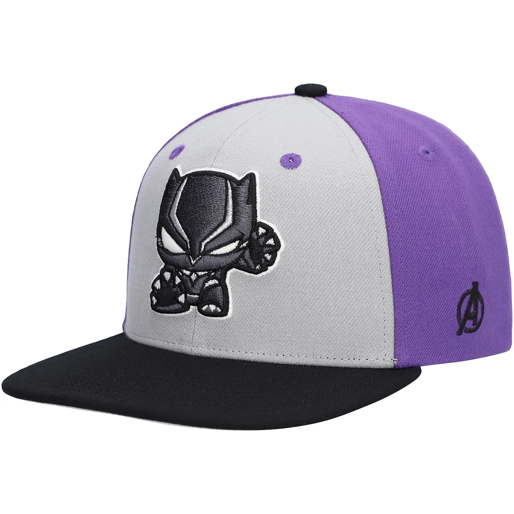 Youth Gray Black Panther Chibi Glow-in-the-Dark Snapback Hat