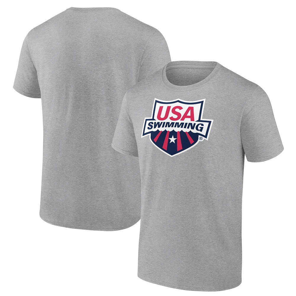 Men's Fanatics Heather Gray USA Swimming Primary Logo T-Shirt