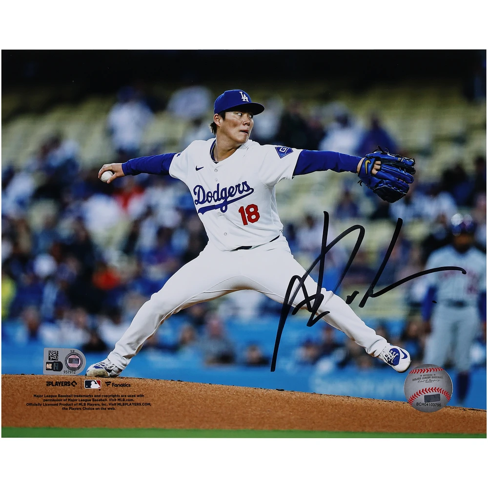 Yoshinobu Yamamoto Los Angeles Dodgers Autographed 8" x 10" Pitching Photograph