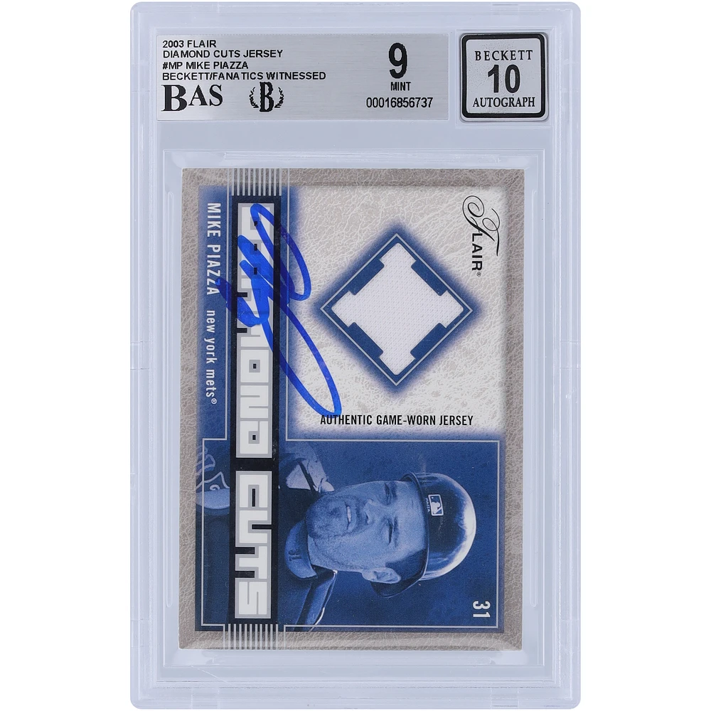 Mike Piazza New York Mets Autographed 2003 Fleer Flair Diamond Cuts Relic #DC-MP Beckett Fanatics Witnessed Authenticated /10 Card