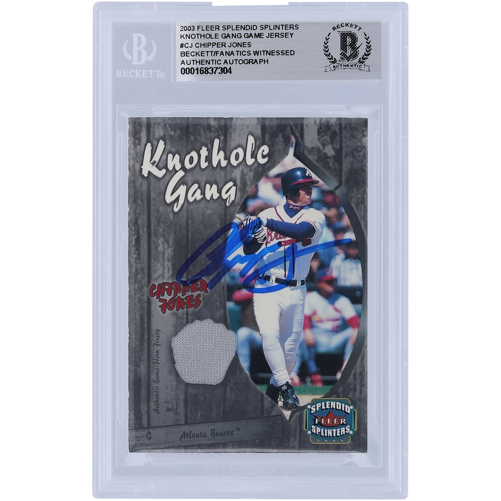 Chipper Jones Atlanta Braves Autographed 2003 Fleer Splended Splinters Knothole Gang Relic #CJ-KG Beckett Fanatics Witnessed Authenticated Card