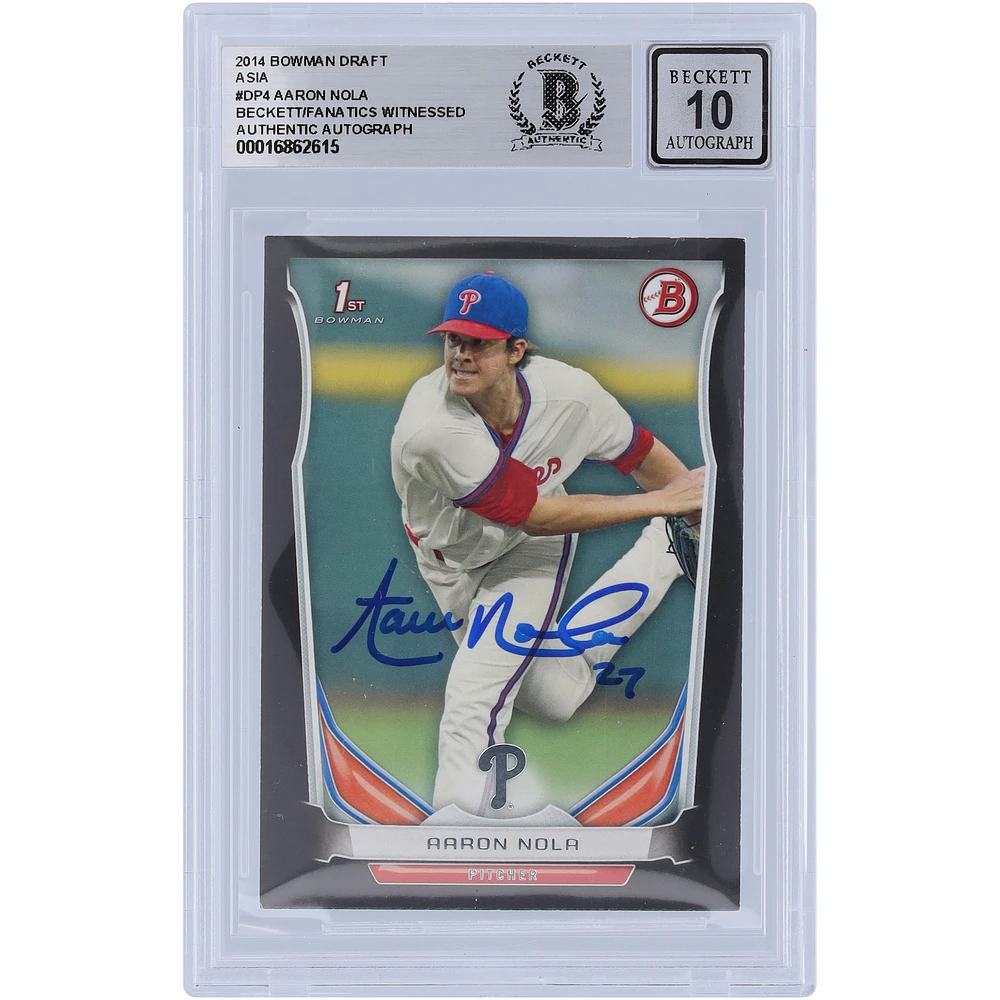 Aaron Nola Philadelphia Phillies Autographed 2014 Bowman Draft 1st Bowman Asia #DP4 Beckett Fanatics Witnessed Authenticated 10 Card
