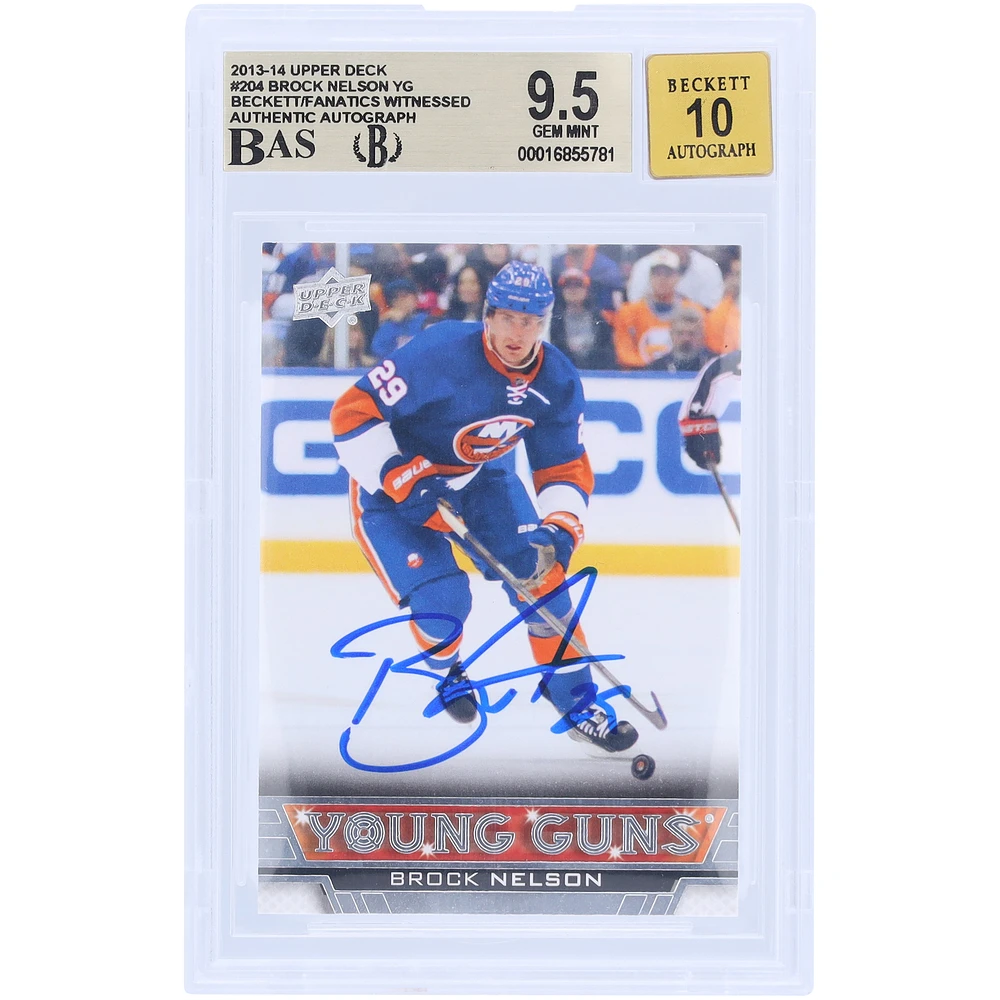 Brock Nelson New York Islanders Autographed 2013-14 Upper Deck Series 1 Young Guns #204 Beckett Fanatics Witnessed Authenticated /10 Rookie Card