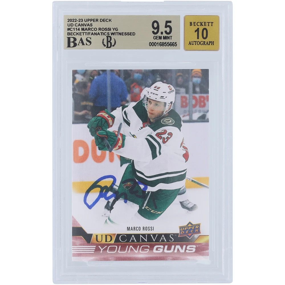 Marco Rossi Minnesota Wild Autographed 2022-23 Upper Deck Series 1 Young Guns Canvas #C114 Beckett Fanatics Witnessed Authenticated 9.5/10 Rookie Card