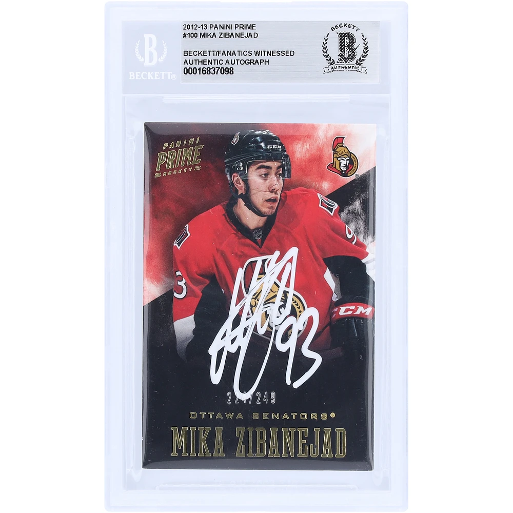 Mika Zibanejad Ottawa Senators Autographed 2012-13 Panini Prime White Ink #100 #/249 Beckett Fanatics Witnessed Authenticated Card