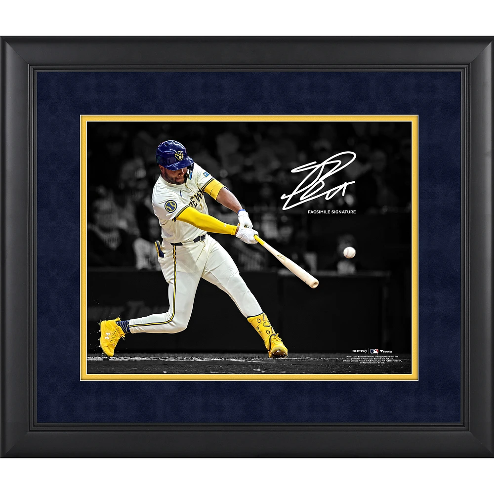 Jackson Chourio Milwaukee Brewers Facsimile Signature Framed 11" x 14" Spotlight Photograph