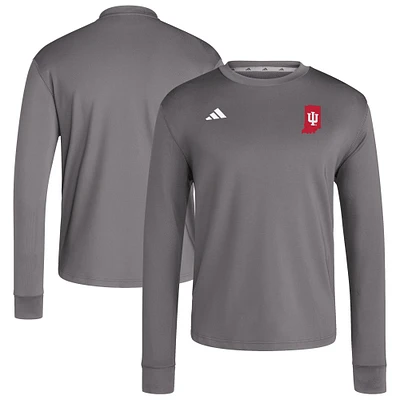 Men's adidas Gray Indiana Hoosiers Dugout Pullover Sweatshirt