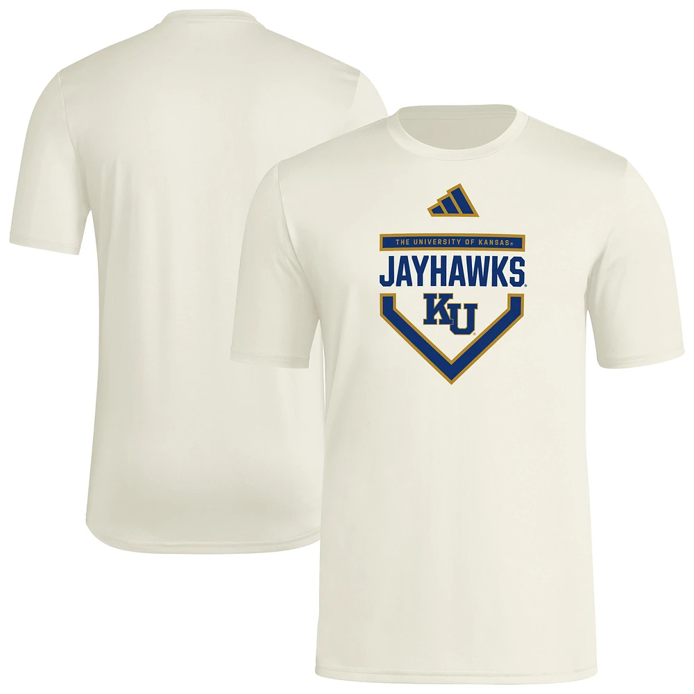 Men's adidas Cream Kansas Jayhawks Aeroready Home Plate Pre-Game T-Shirt