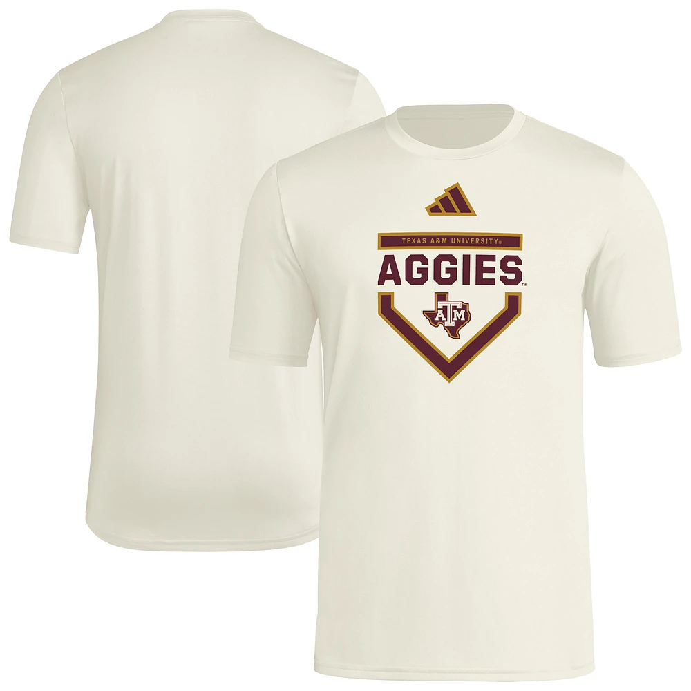 Men's adidas Cream Texas A&M Aggies Aeroready Home Plate Pre-Game T-Shirt