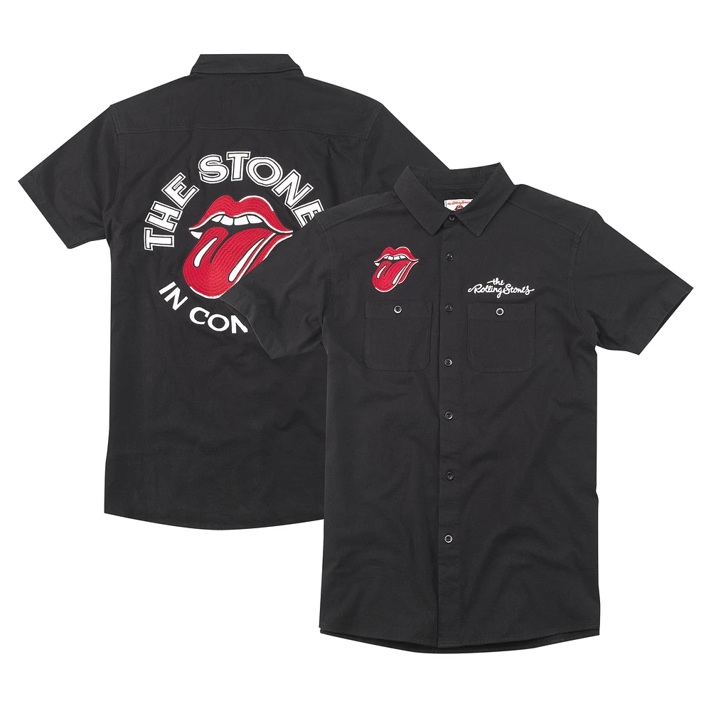 Men's American Needle Black Rolling Stones Brew Master Button-Up Shirt