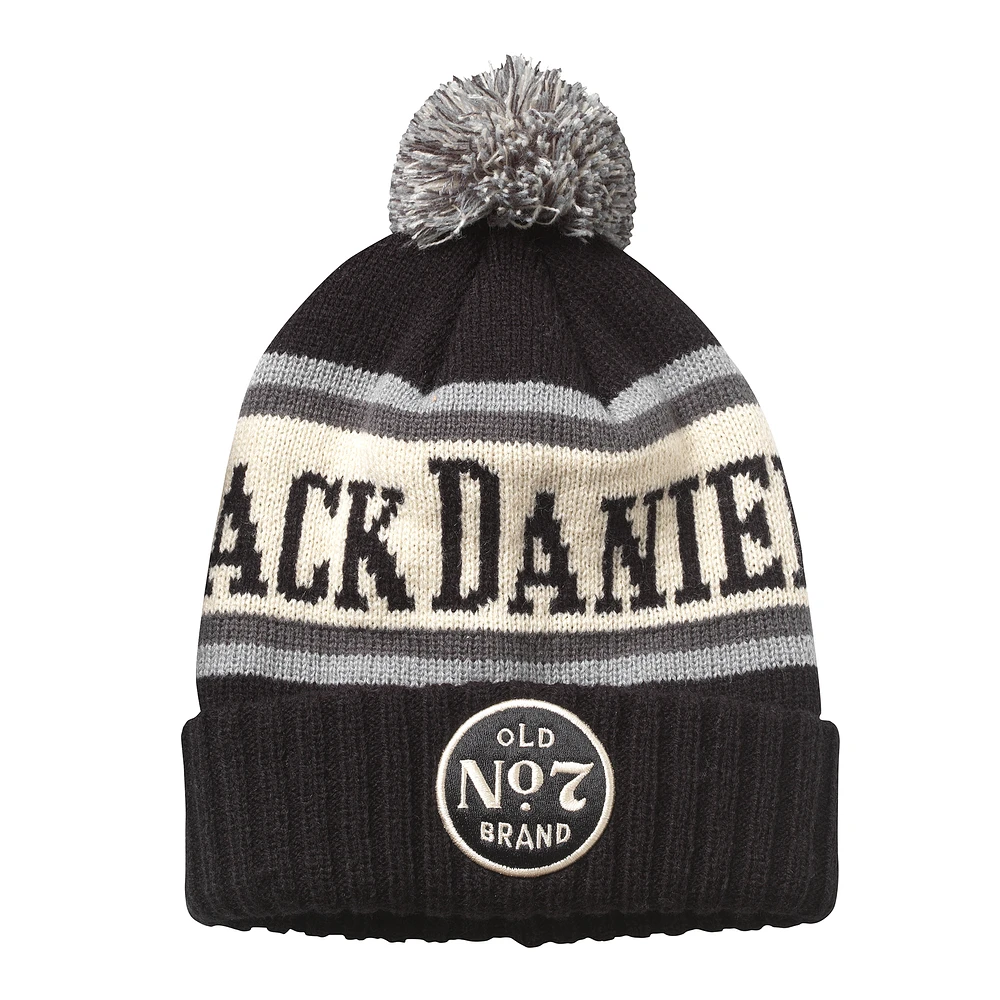 Men's American Needle Black Jack Daniels Pillow Line Cuffed Knit Hat with Pom