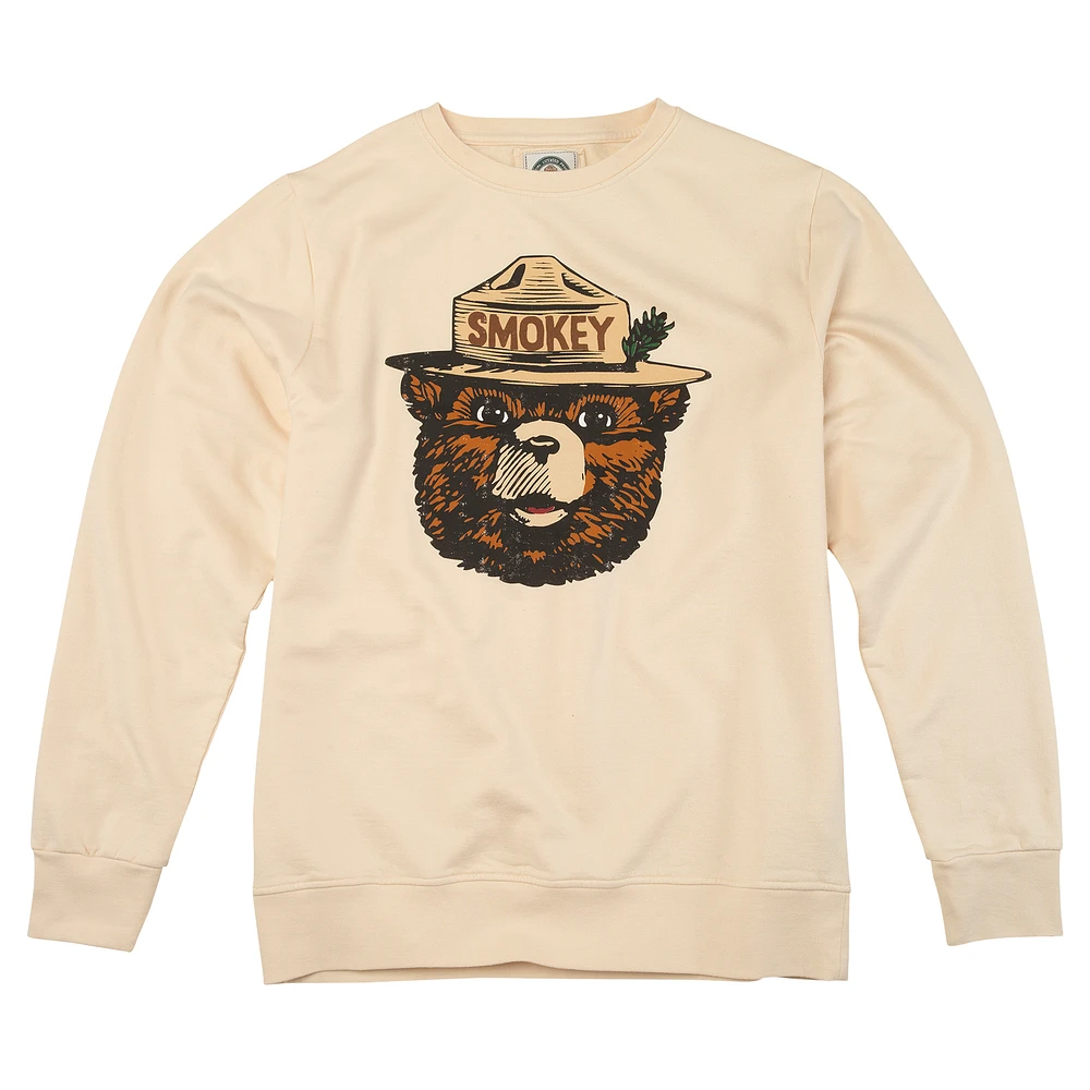 Men's American Needle Cream Smokey Bear Sunday Fleece Pullover Sweatshirt