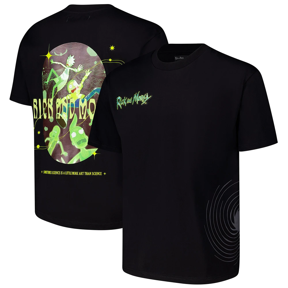 Men's Freeze Max Black Rick And Morty Art Science Loose Fit T-Shirt
