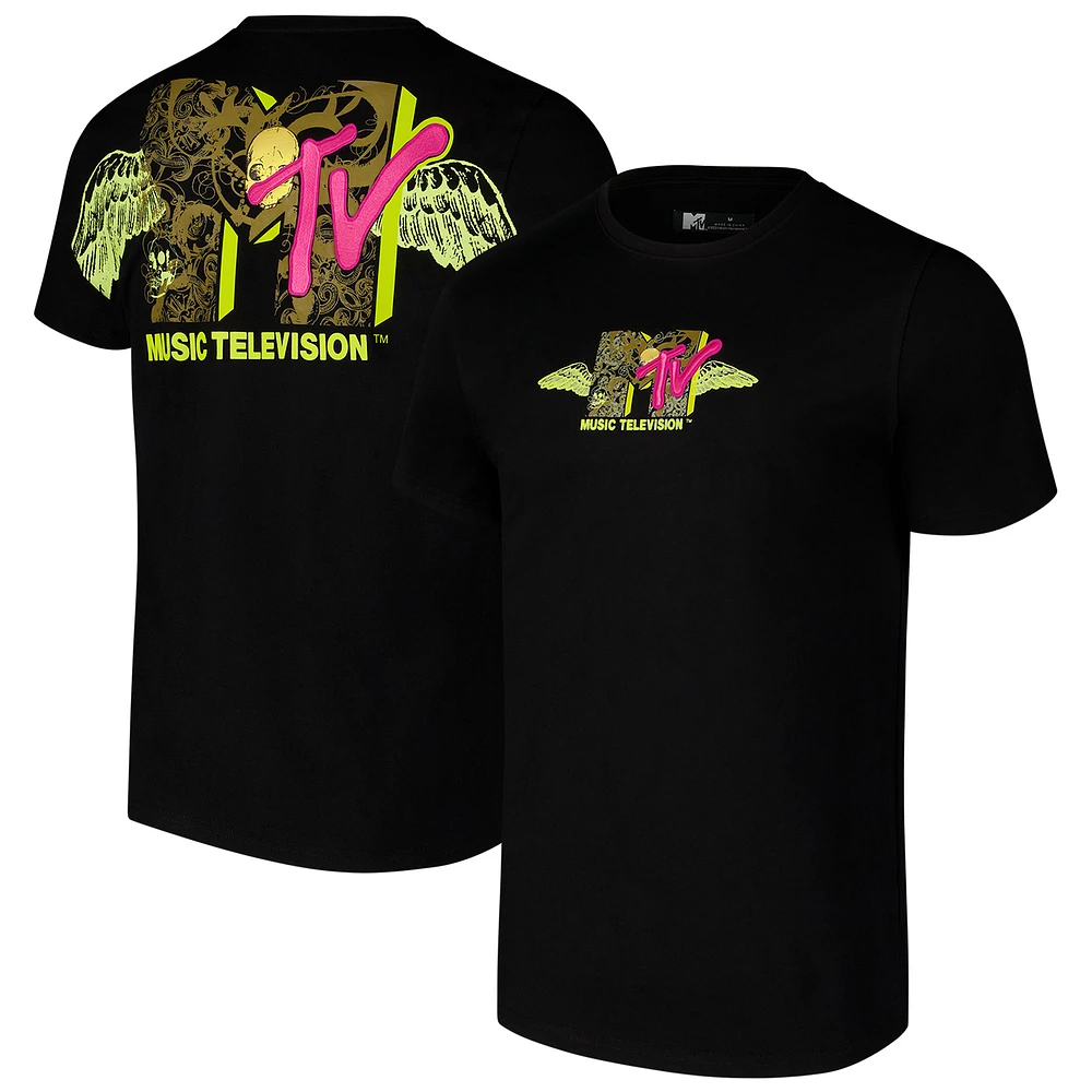 Men's Freeze Max Black MTV Angel Wings Regular Fit T-Shirt