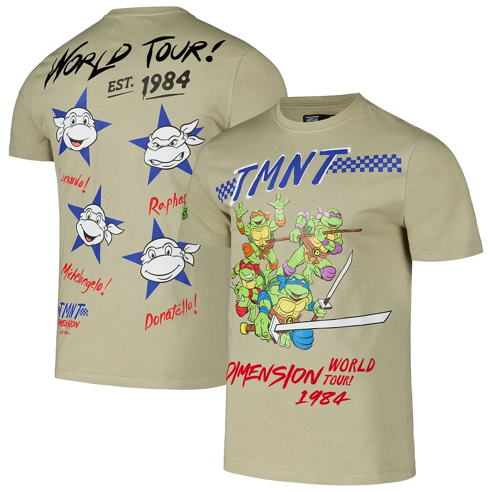 Men's Freeze Max Tan Teenage Mutant Ninja Turtles Dimension World Tour 1984 T-Shirt