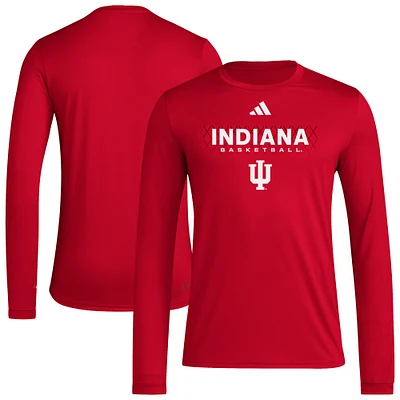 Men's adidas Crimson Indiana Hoosiers Locker On-Court the Fade AEROREADY Long Sleeve T-Shirt