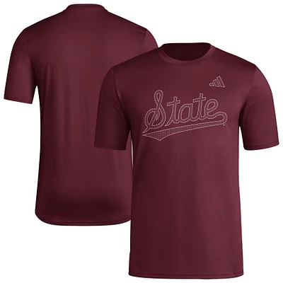 Men's adidas Maroon Mississippi State Bulldogs Locker Local Impression AEROREADY T-Shirt