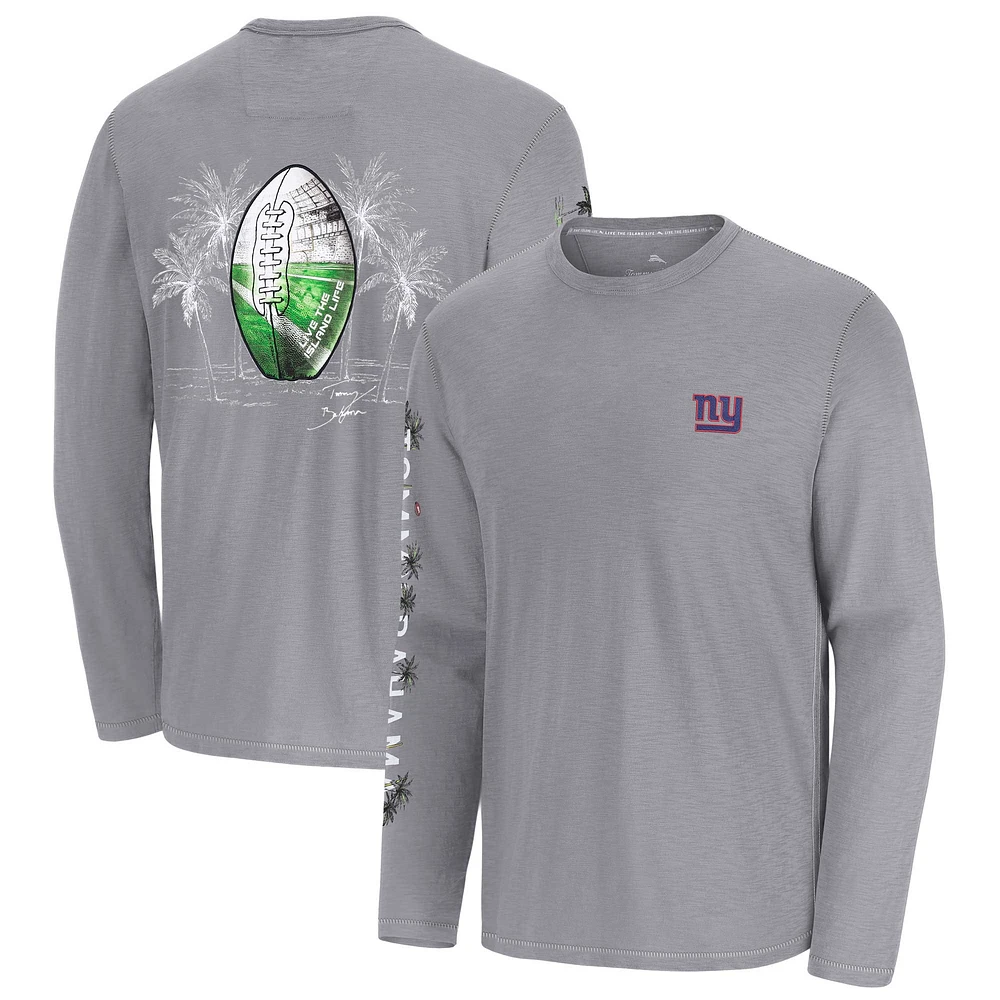 Men's Tommy Bahama Gray New York Giants Oasis Endzone Lux Long Sleeve T-Shirt