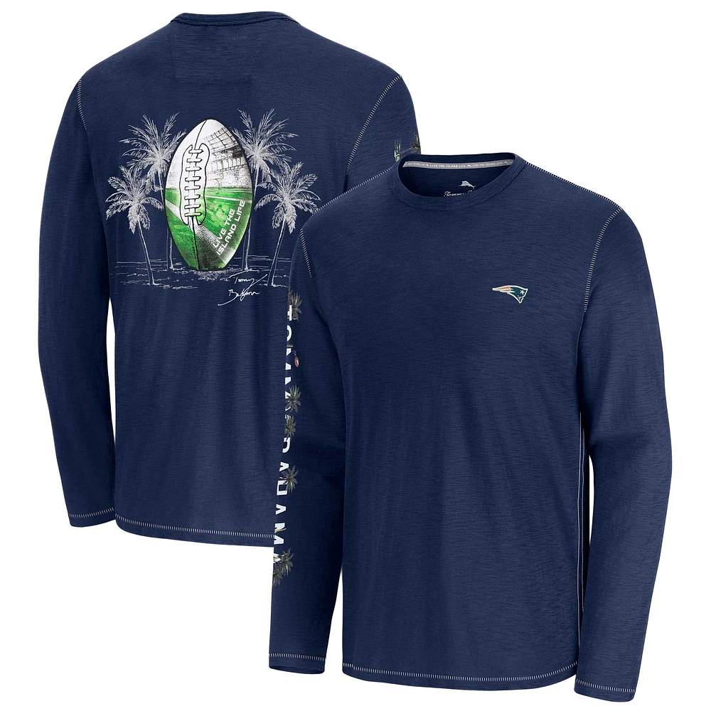 Men's Tommy Bahama Navy New England Patriots Oasis Endzone Lux Long Sleeve T-Shirt