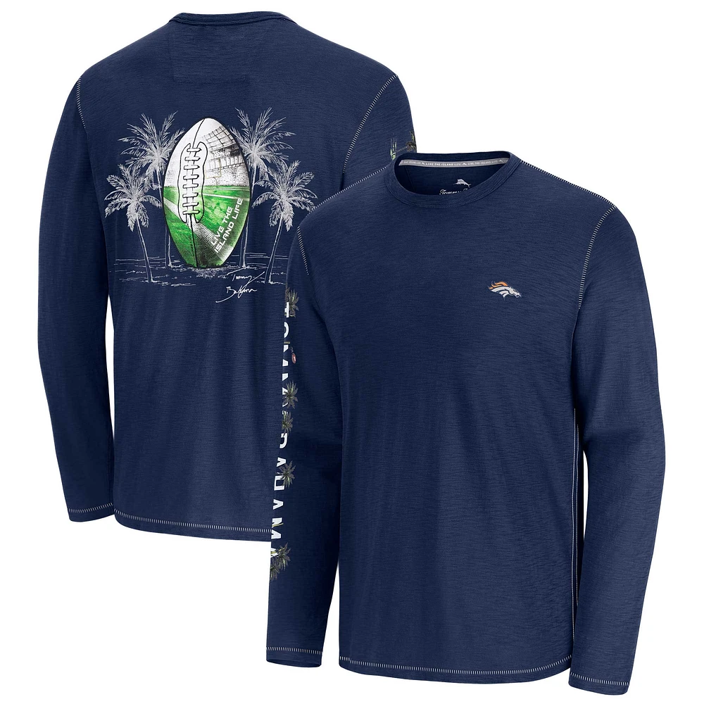 Men's Tommy Bahama Blue Denver Broncos Oasis Endzone Lux Long Sleeve T-Shirt