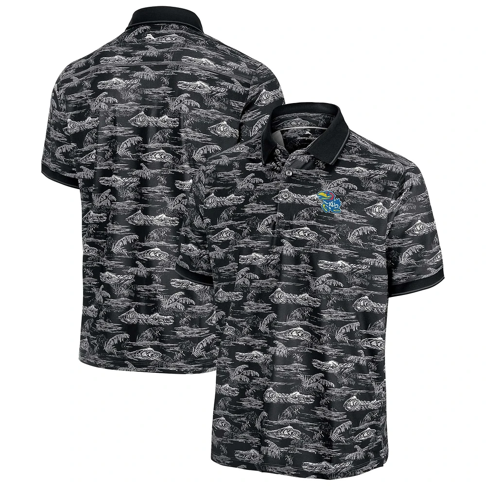 Men's Tommy Bahama Black Kansas Jayhawks Sport Bay View IslandZone Polo