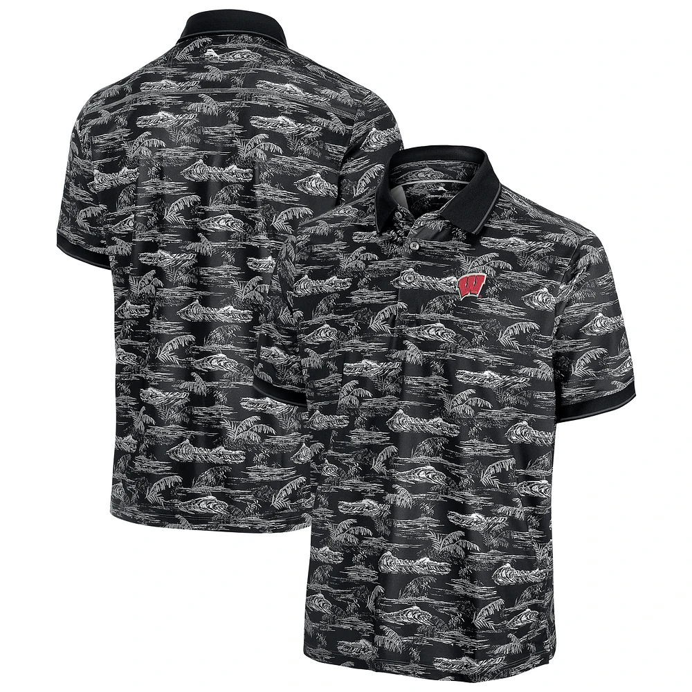 Men's Tommy Bahama Gray Wisconsin Badgers Sport Bay View IslandZone Polo