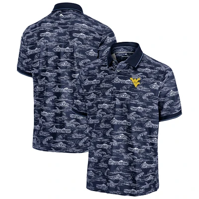 Men's Tommy Bahama Navy West Virginia Mountaineers Sport Bay View IslandZone Polo