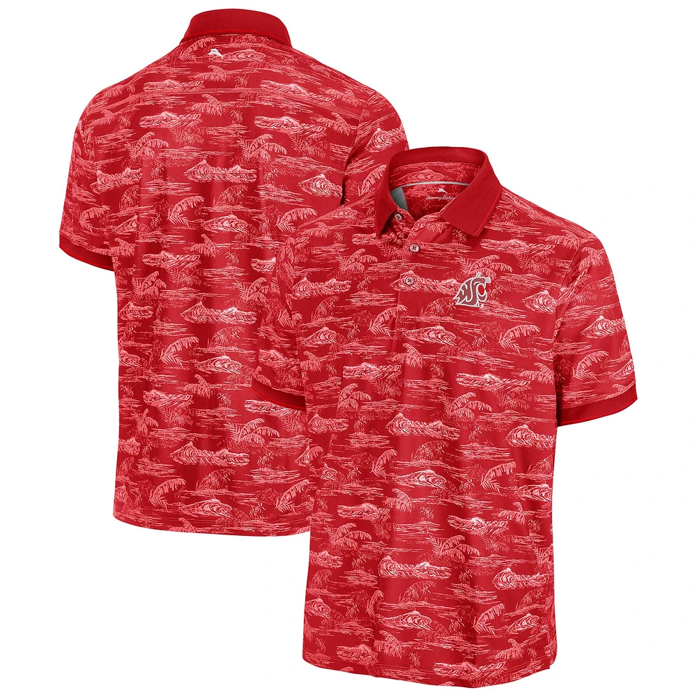 Men's Tommy Bahama Crimson Washington State Cougars Sport Bay View IslandZone Polo