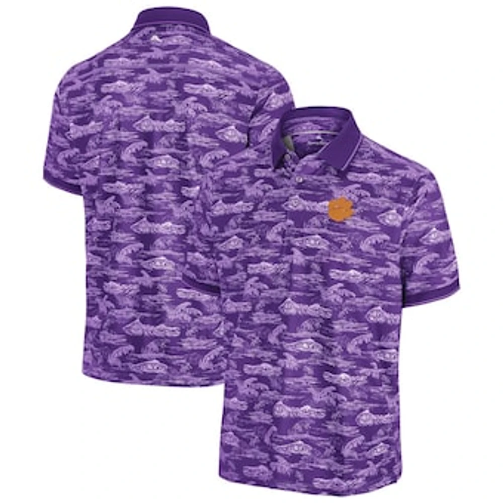 Men's Tommy Bahama Purple Clemson Tigers Sport Bay View IslandZone Polo