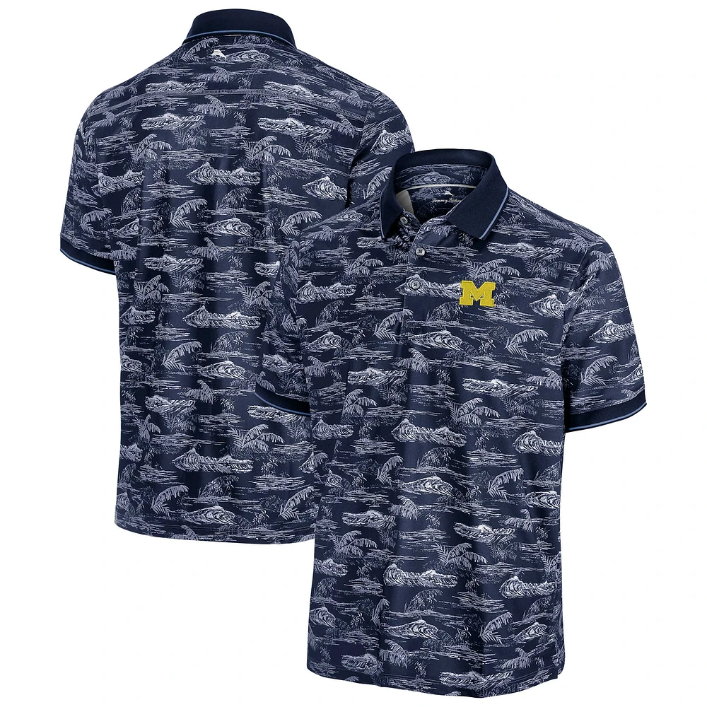 Men's Tommy Bahama Navy Michigan Wolverines Sport Bay View IslandZone Polo