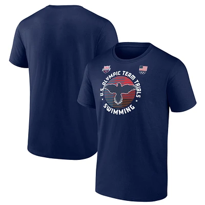 Men's Navy USA Swimming 2024 U.S. Olympic Team Trials Floating Bars T-Shirt