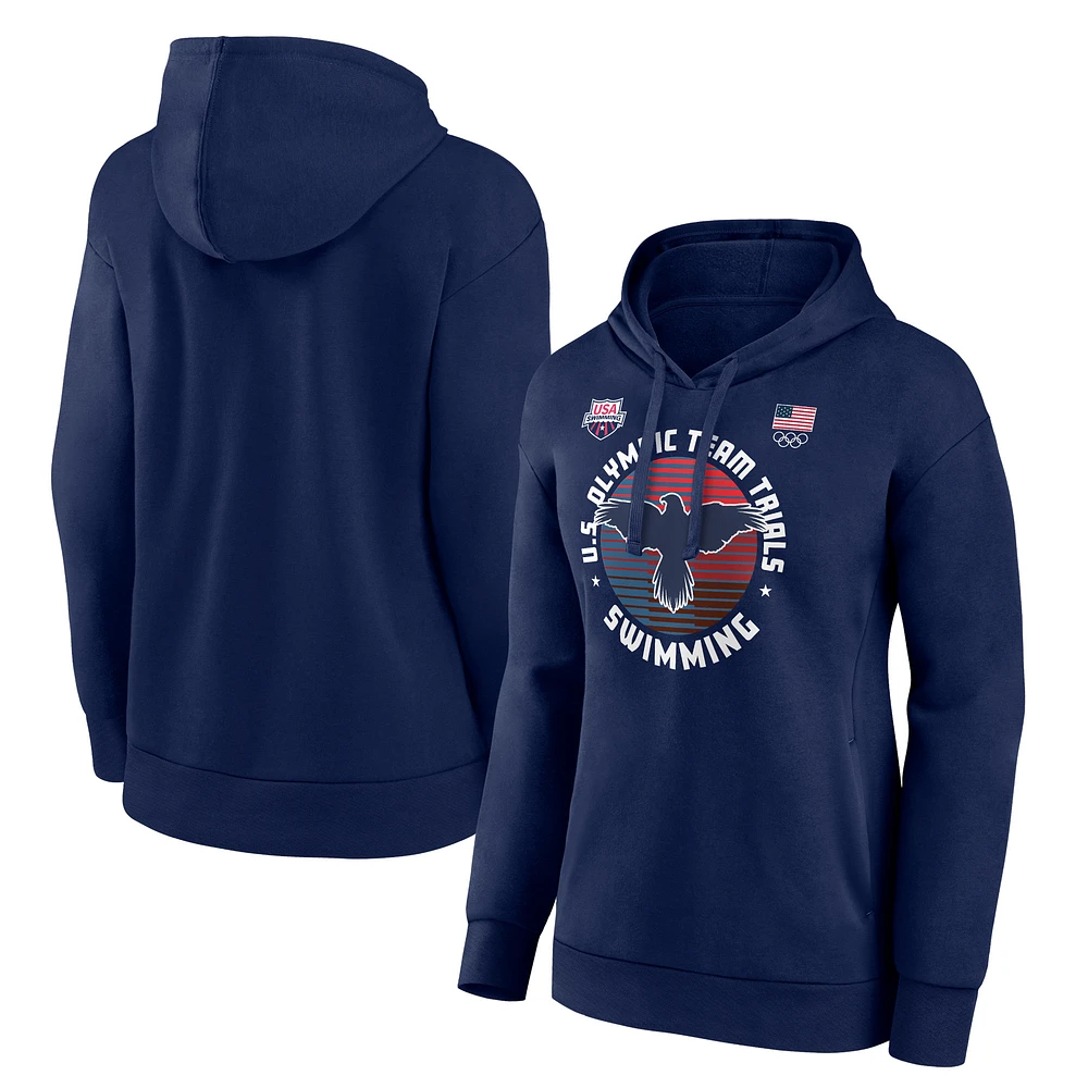 Women's Navy USA Swimming 2024 U.S. Olympic Team Trials Floating Bars Pullover Hoodie