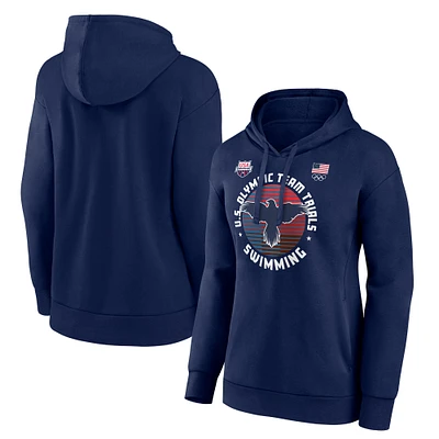 Women's Navy USA Swimming 2024 U.S. Olympic Team Trials Floating Bars Pullover Hoodie